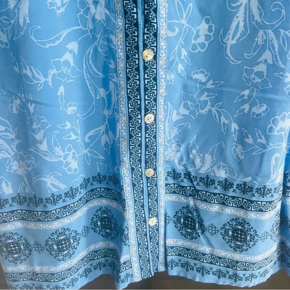 J.Jill Blue Tank Tunic Blouse Size Small Boho Blue Floral Sleeveless - Picture 6 of 7